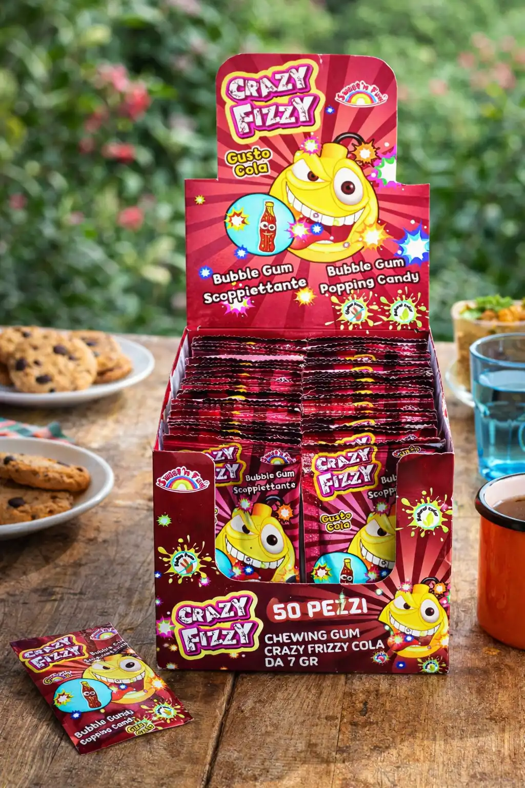 50 Pezzi Chewing Gum Crazy Fizzy Cola Scoppiettante Bubble Gum 7 g