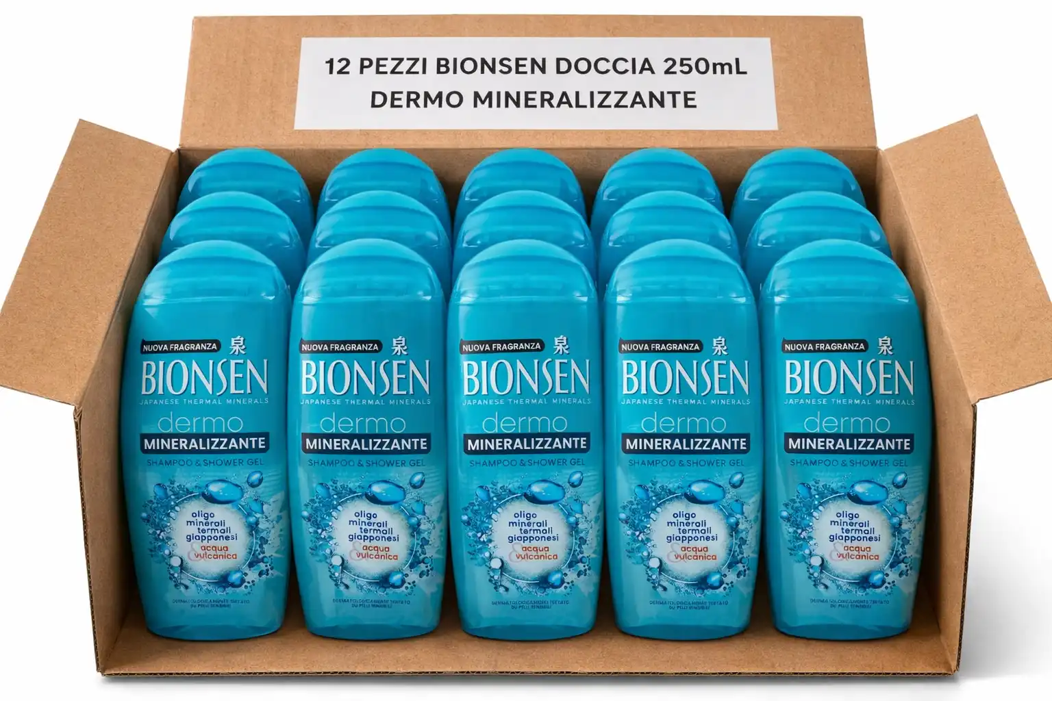 12 Pezzi Bionsen Dermo Mineralizzante Doccia Shampoo 250 ml Pelle Sensibile