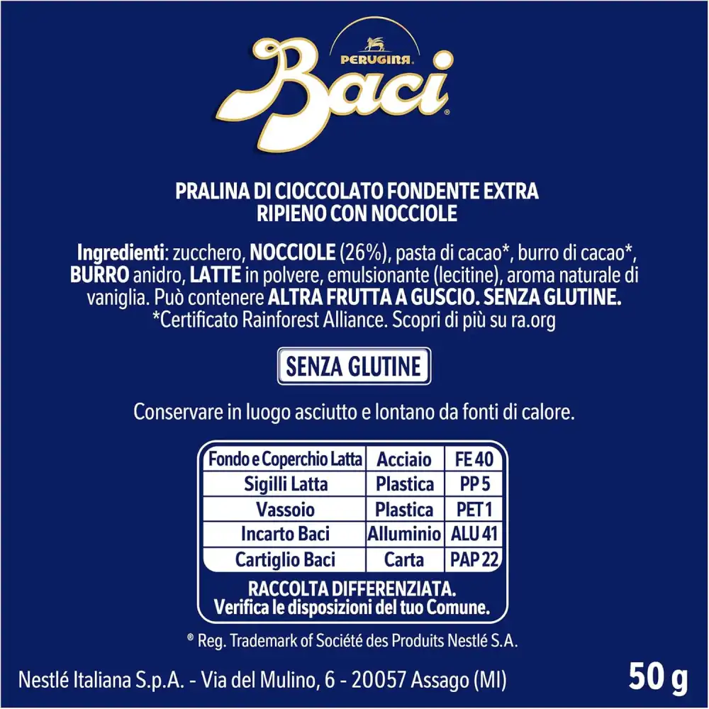 Baci Perugina Latta Cuore 50g Senza Glutine Idea Regalo San Valentino