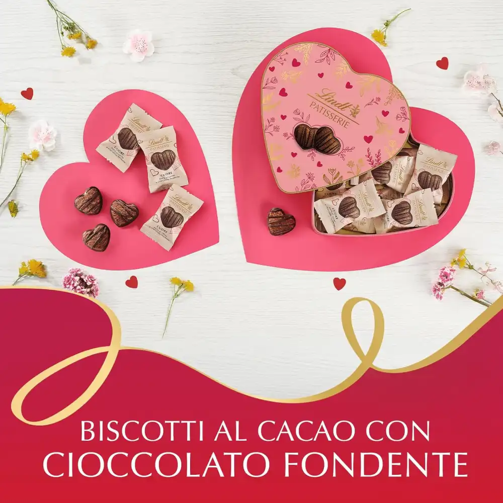 Lindt Patisserie Latta Cuore 100g Biscotti al Cacao Idea Regalo San Valentino