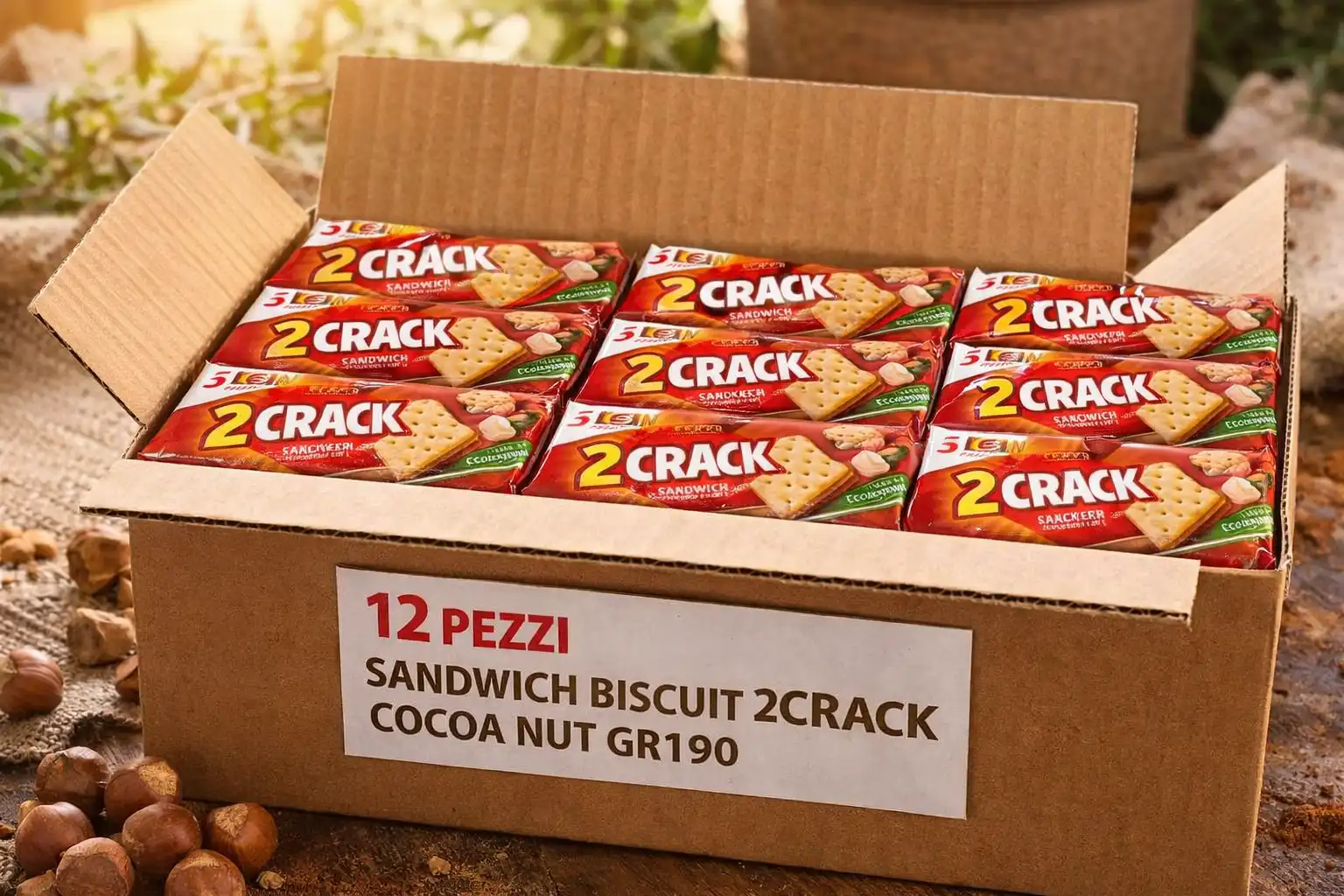 12x Roshen 2Crack Biscotti Sandwich Cacao e Nocciola 190g Snack Dolci