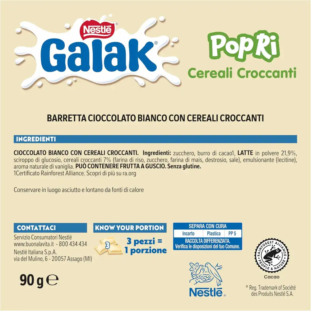Galak PoPri Cioccolato Bianco Cereali 36 Barrette da 40g Scorta