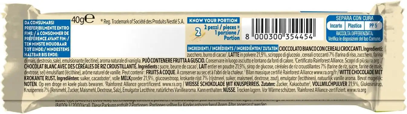 Galak PoPri Cioccolato Bianco Cereali 36 Barrette da 40g Scorta