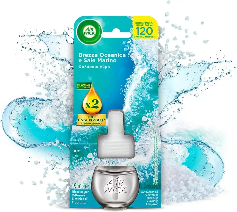 Air Wick Diffusore Elettrico Oli Essenziali 6 Ricariche Brezza Oceanica Marino