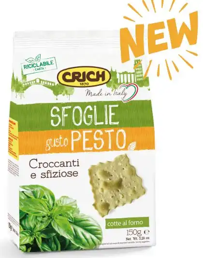 12 Pezzi Crich Sfoglie Crackers Gusto Pesto 150 g Cotte al Forno