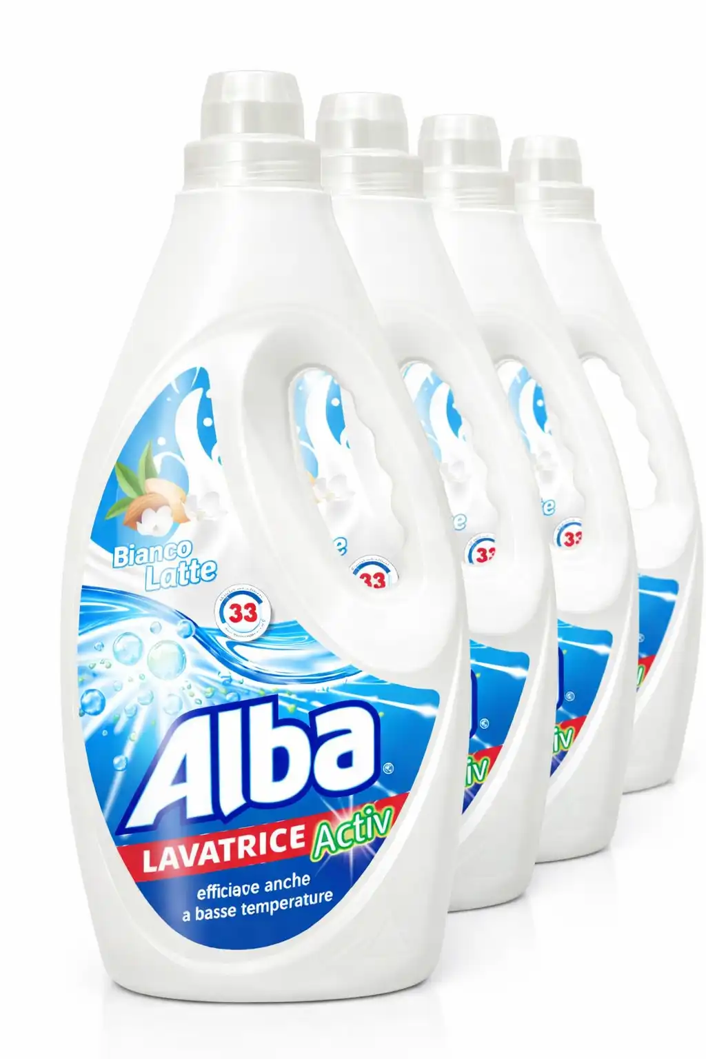 4 Pezzi Detersivo Liquido Lavatrice Bianco Latte 33 Lavaggi Profumo Delicato