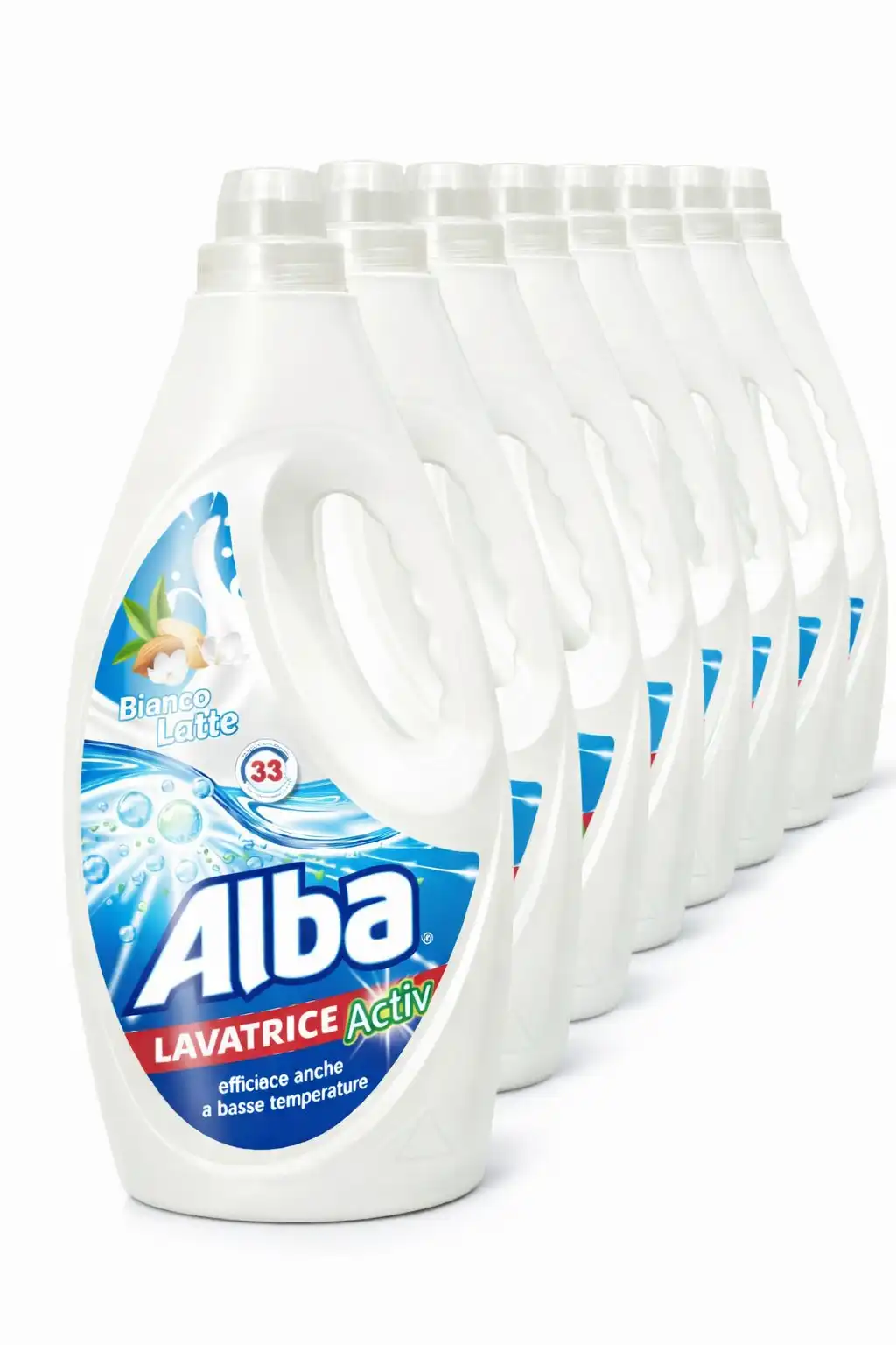 8 Pezzi Detersivo Liquido Lavatrice Bianco Latte 33 Lavaggi Profumo Delicato