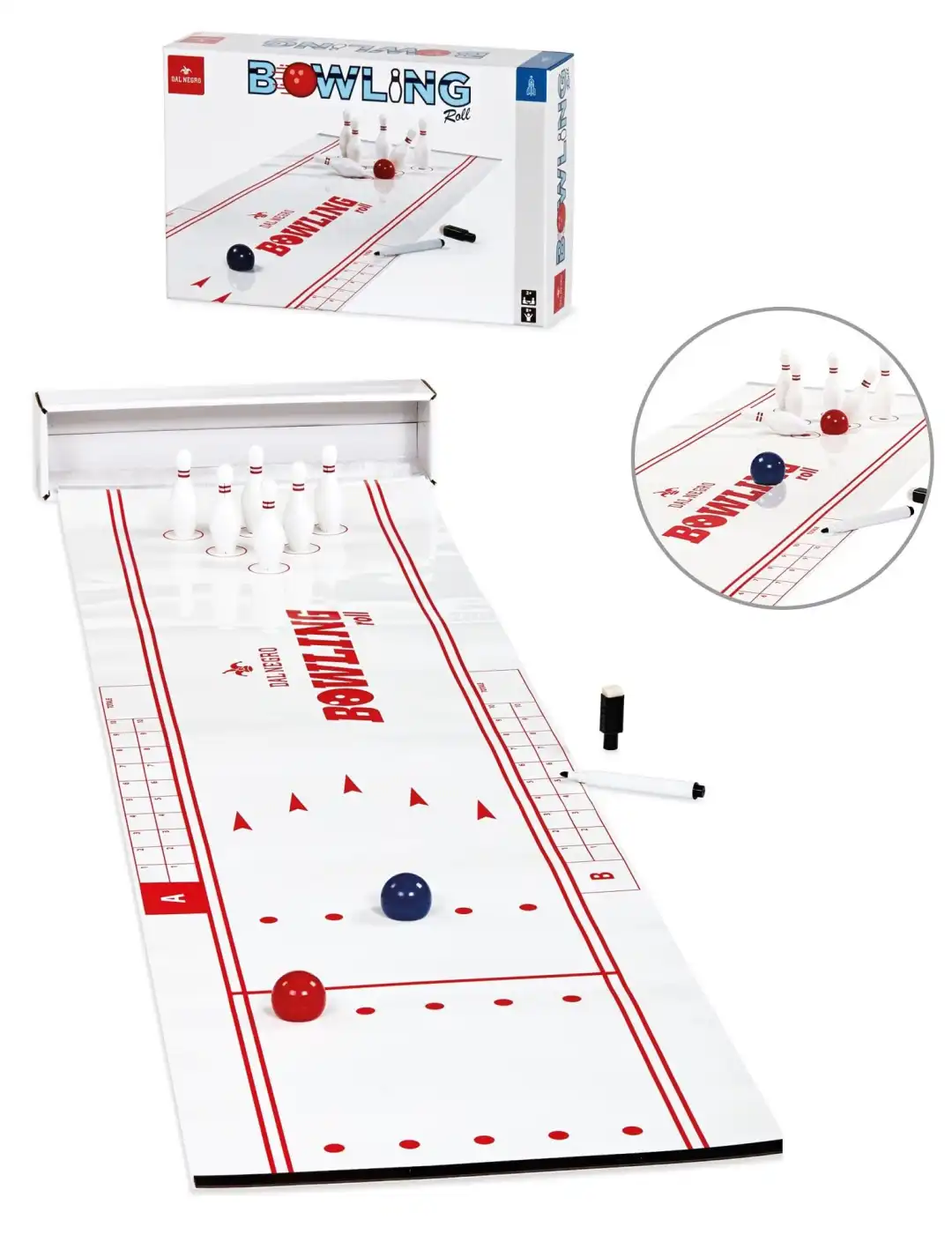 Gioco Bowling Roll per Bambini Tappeto Gioco Arrotolabile con Birilli e Palle
