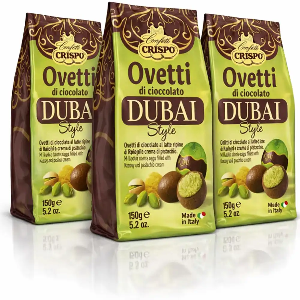 3x Crispo Ovetti Cioccolato Dubai Style Pistacchio Croccante 450g