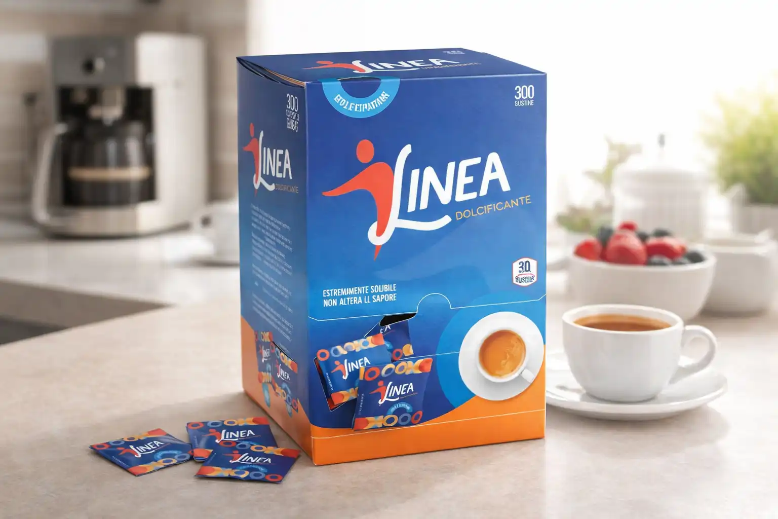 Linea Dolcificante Dispenser 300 Bustine Senza Aspartame Per Caffe Te Bar Casa