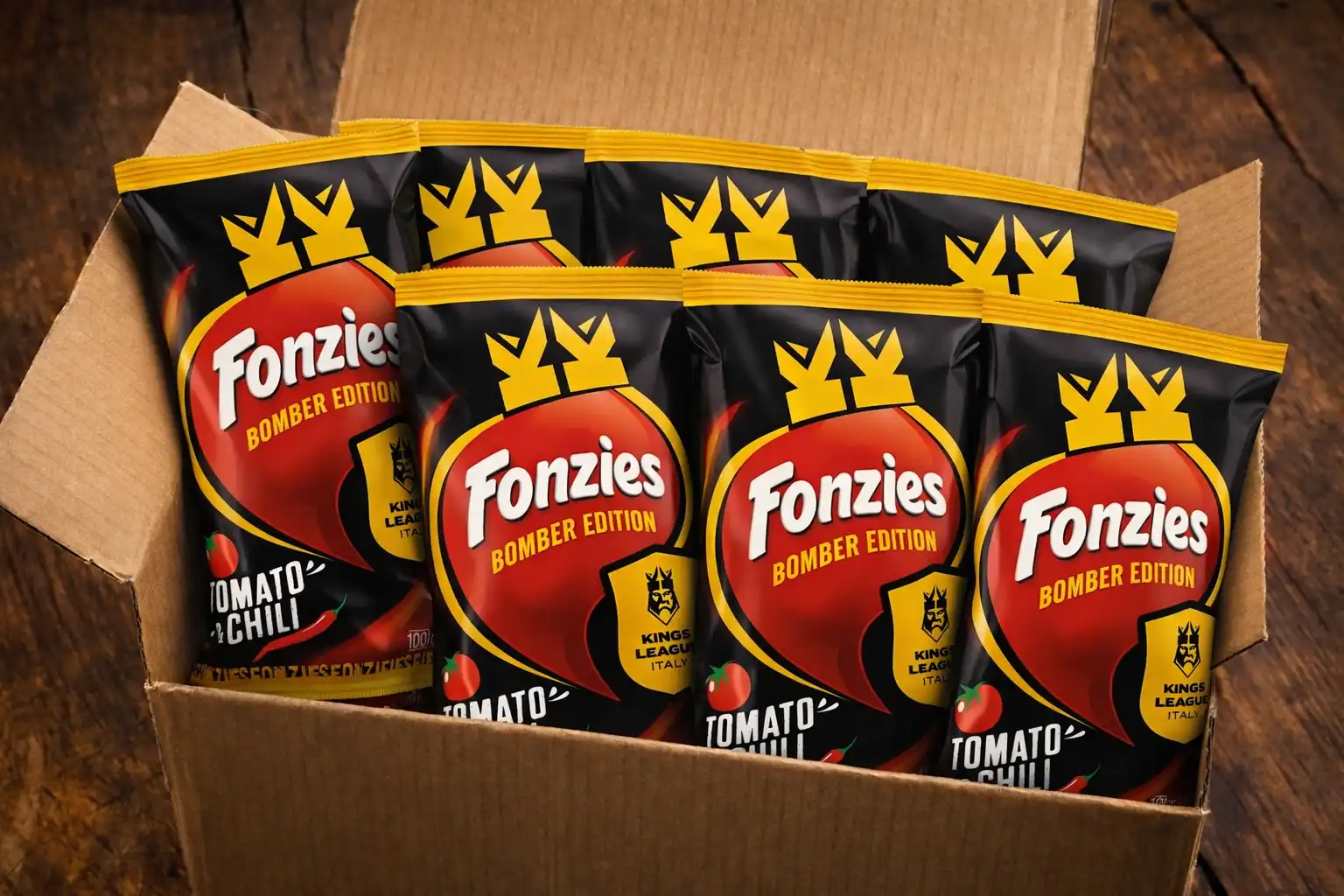 6 Pezzi Fonzies Bomber Edition Pomodoro e Chili Snack Mais 100g