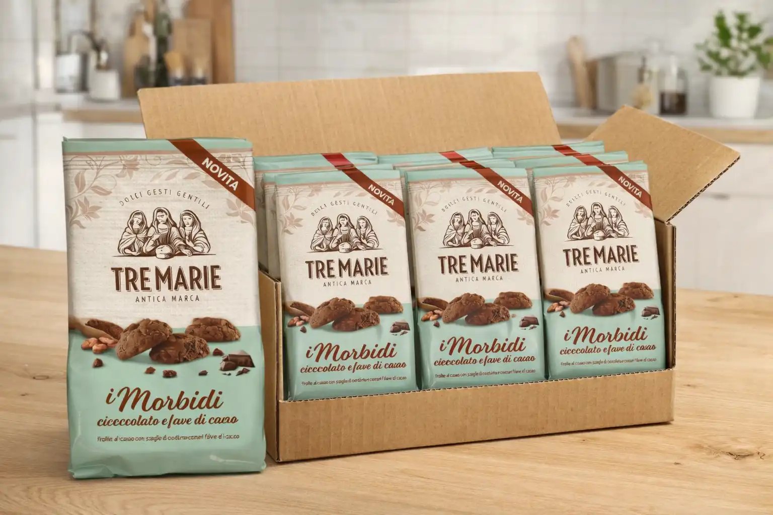 Tre Marie Biscotti Morbidi Cioccolato Fave Cacao 5 Confezioni Snack Golosi Dolci