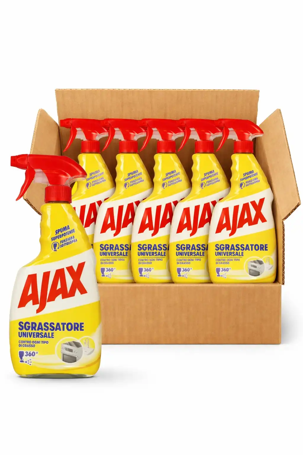 Ajax Sgrassatore Universale Spray 5x600ml 360° Superpotente Cucina Forno