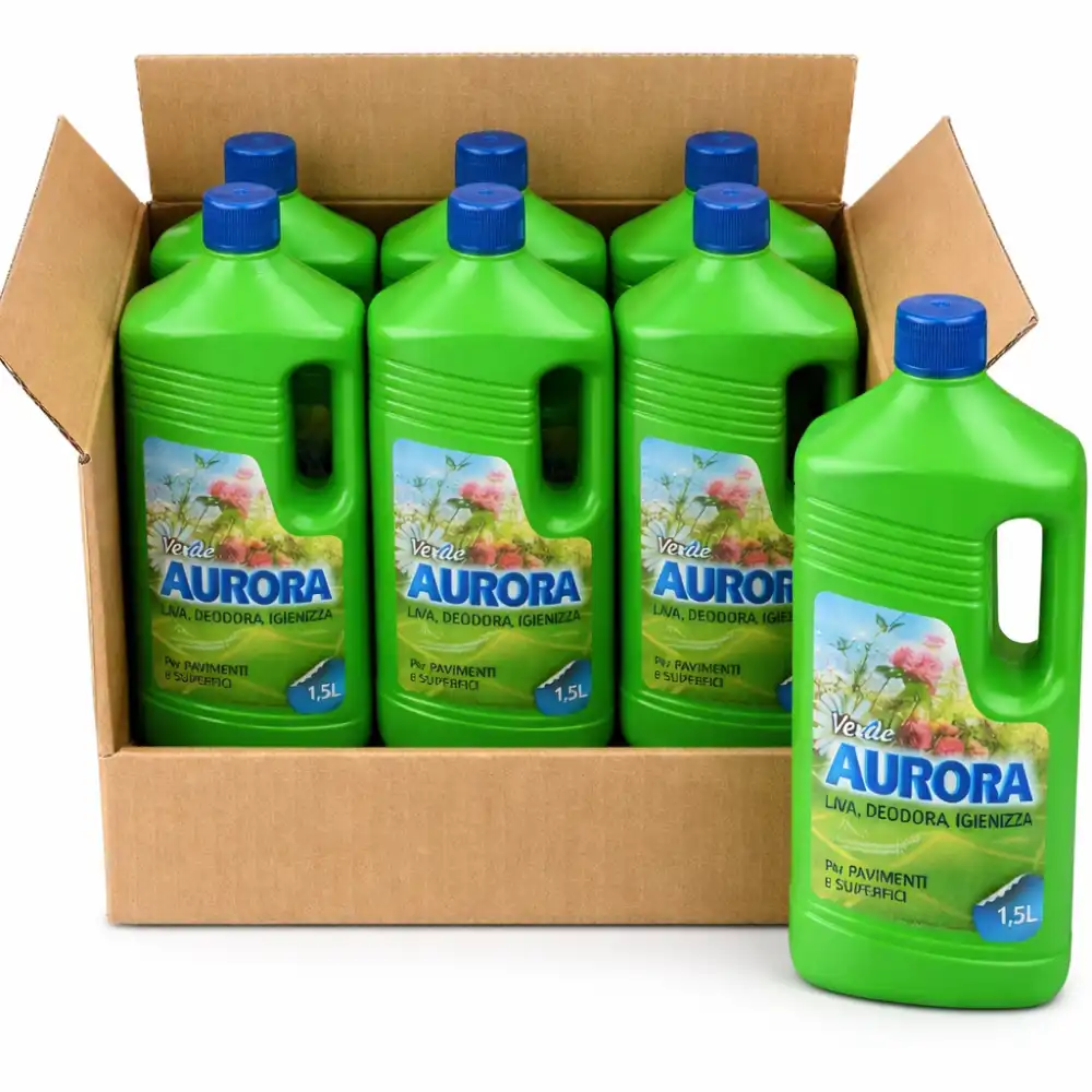 6x AURORA Verde 1,5L Detergente Pavimenti Lava Deodora Igienizza Multiuso Casa