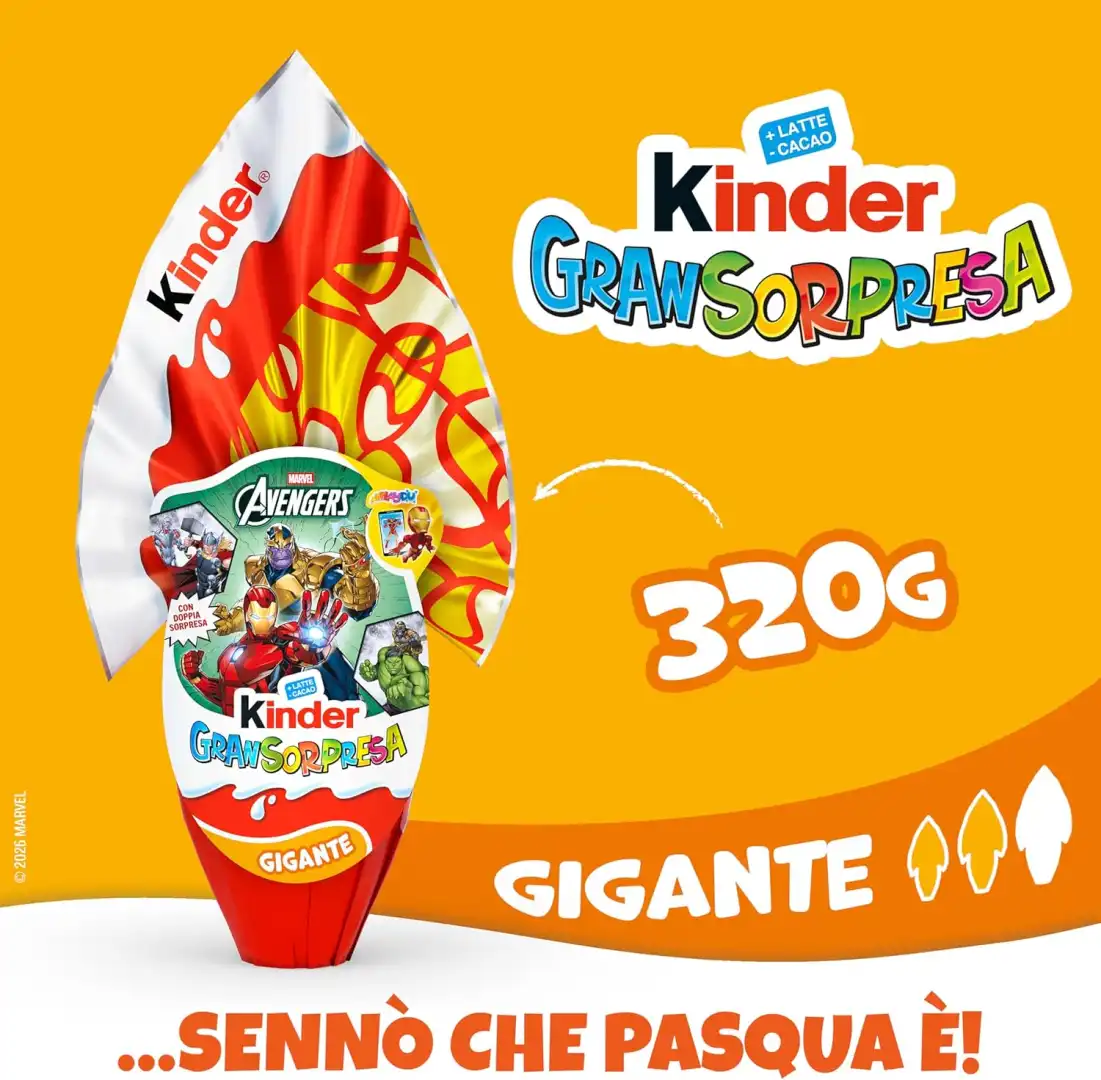Kinder GranSorpresa Gigante Avengers 320g Uovo Pasqua Edizione 2026 Marvel