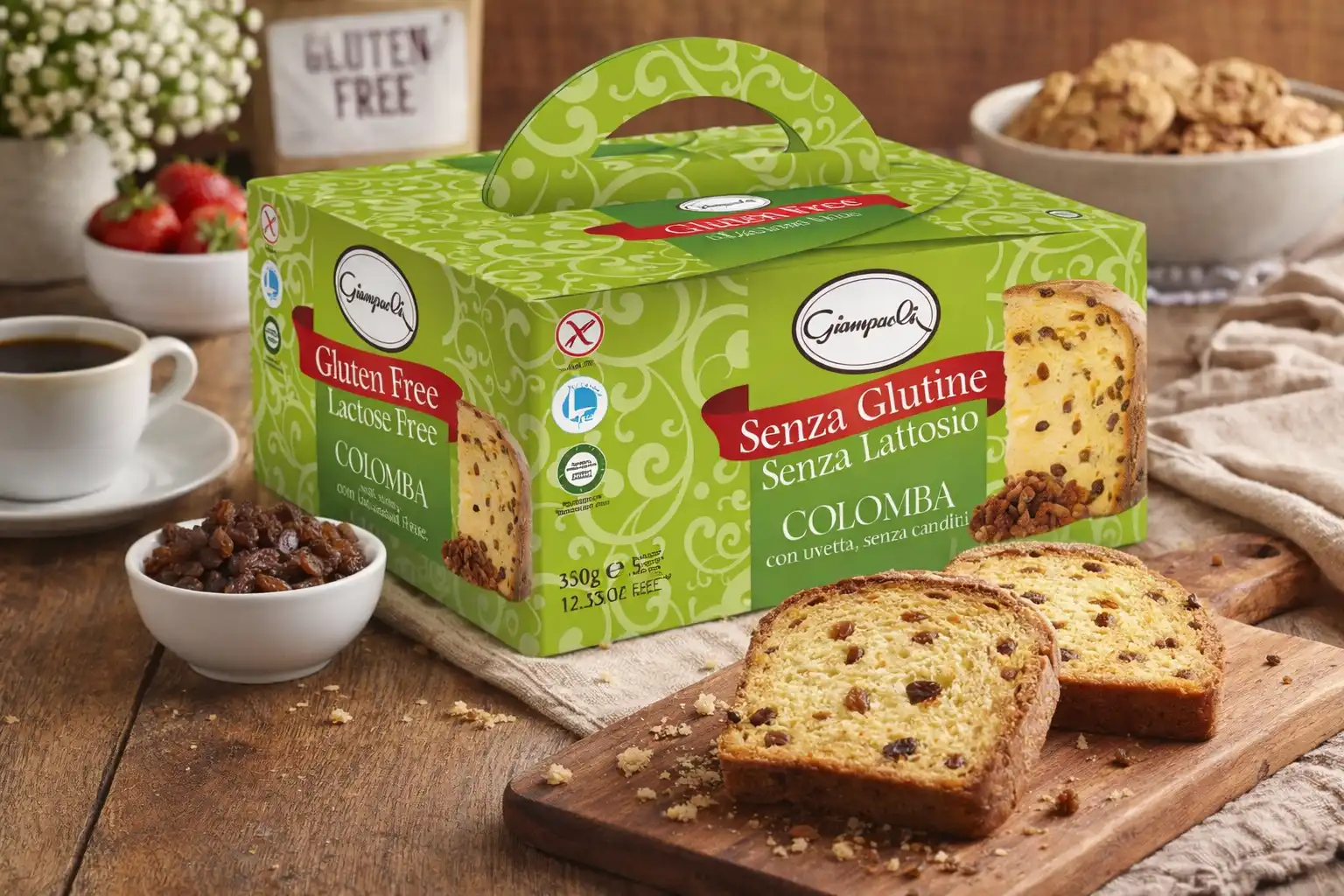 Giampaoli Colomba Senza Glutine e Lattosio Uvetta 350g Pasqua Edizione 2026