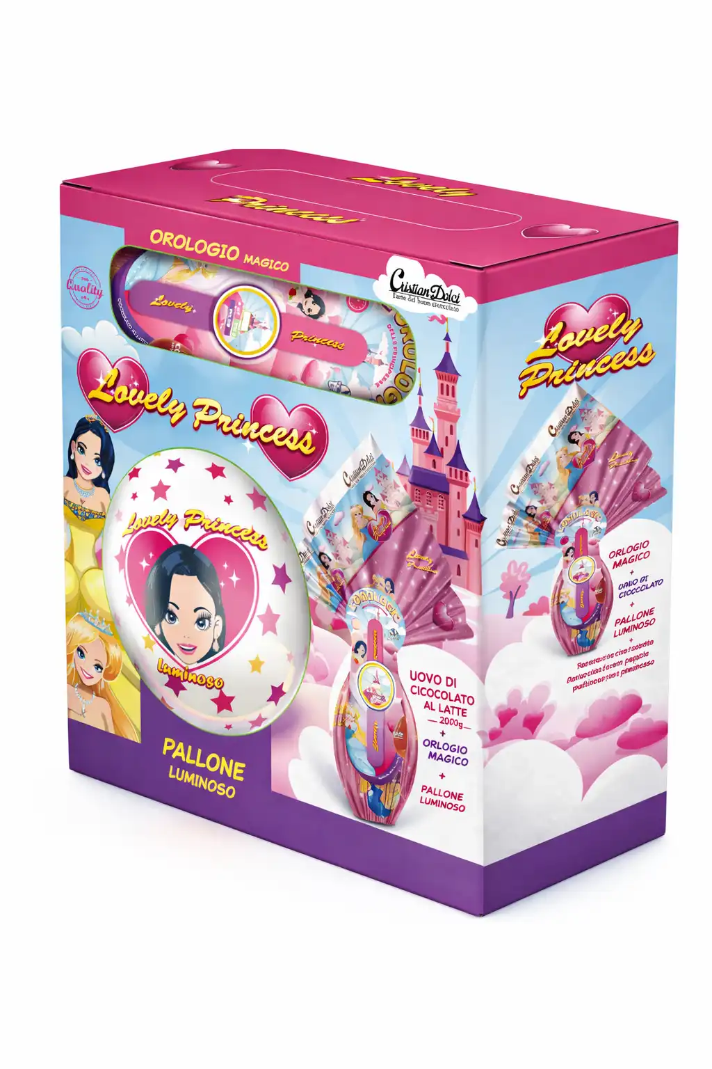 CristianDolci Lovely Princess Box Uovo Cioccolato 200g Pallone Orologio