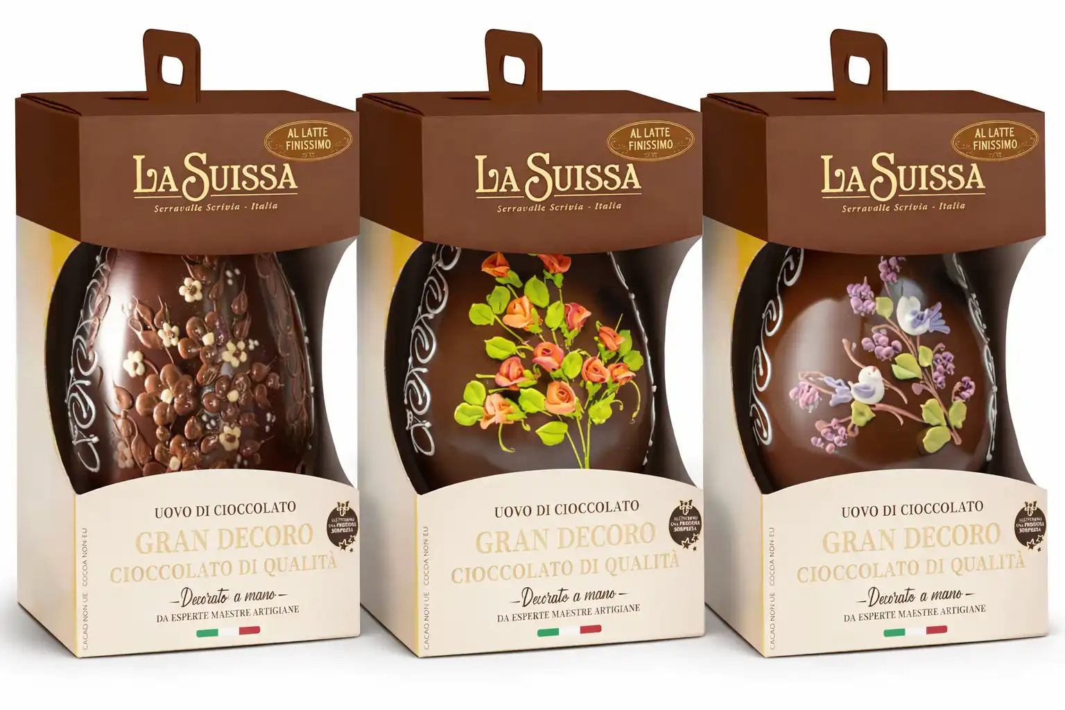 La Suissa Uovo Pasqua Latte Gran Decoro 500g Cioccolato Artigianale Con Sorpresa