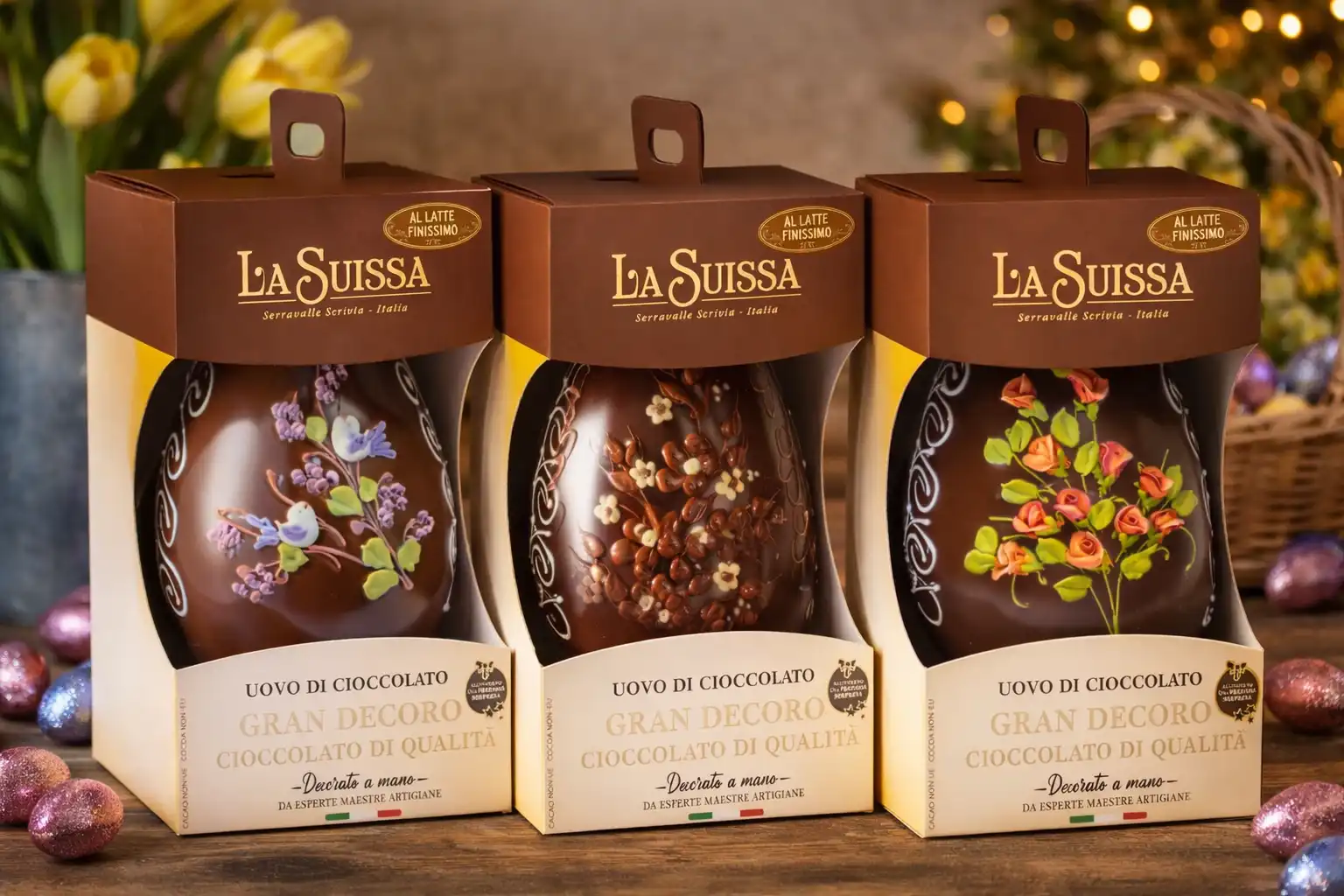 La Suissa Uovo Pasqua Latte Gran Decoro 500g Cioccolato Artigianale Con Sorpresa