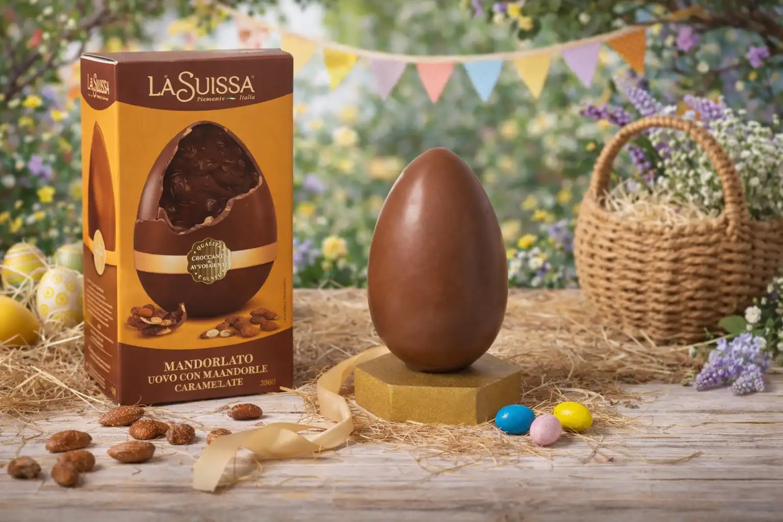 La Suissa Uovo Pasqua Mandorlato Latte Mandorle Caramellate 360g Con Sorpresa