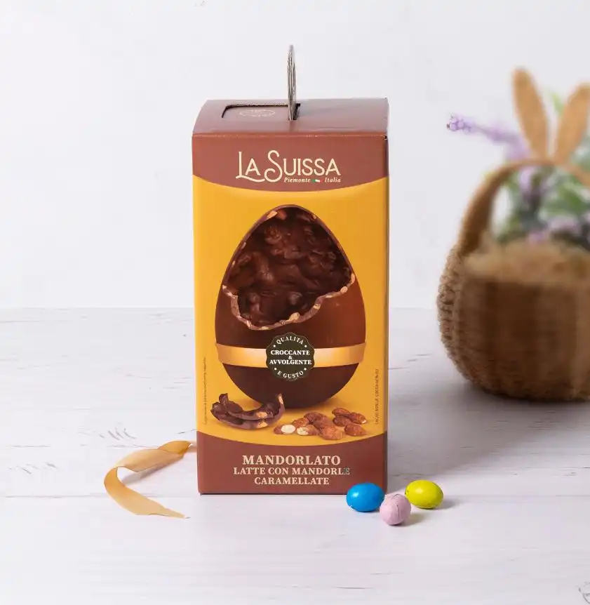 La Suissa Uovo Pasqua Mandorlato Latte Mandorle Caramellate 360g Con Sorpresa