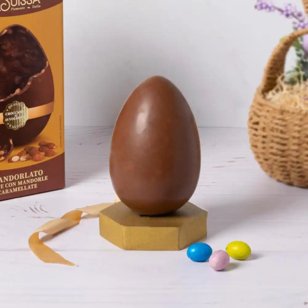 La Suissa Uovo Pasqua Mandorlato Latte Mandorle Caramellate 360g Con Sorpresa