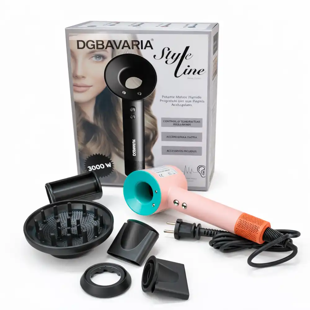 Phon Asciugacapelli 3000W Multicolor Professionale Con Accessori Styling Potente