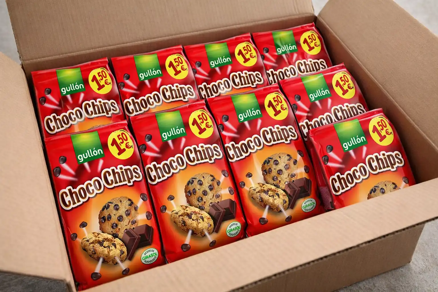 10x Gullon Choco Chips Biscotti con Gocce di Cioccolato 175g Snack Dolce