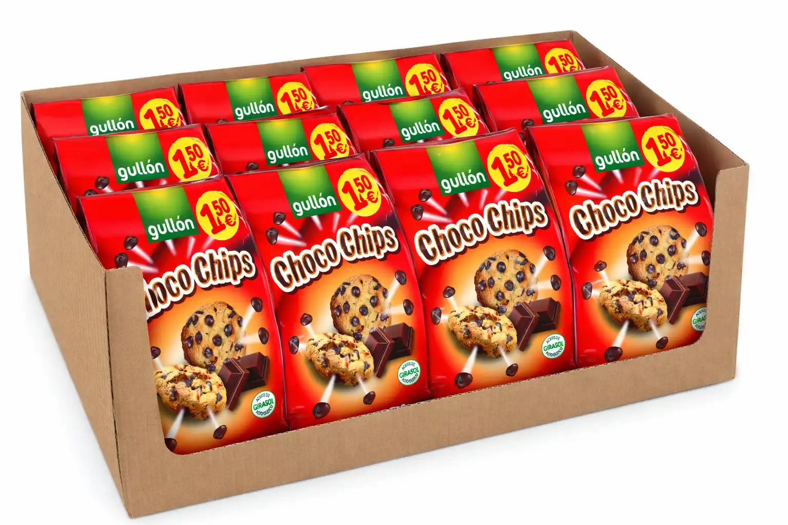 10x Gullon Choco Chips Biscotti con Gocce di Cioccolato 175g Snack Dolce
