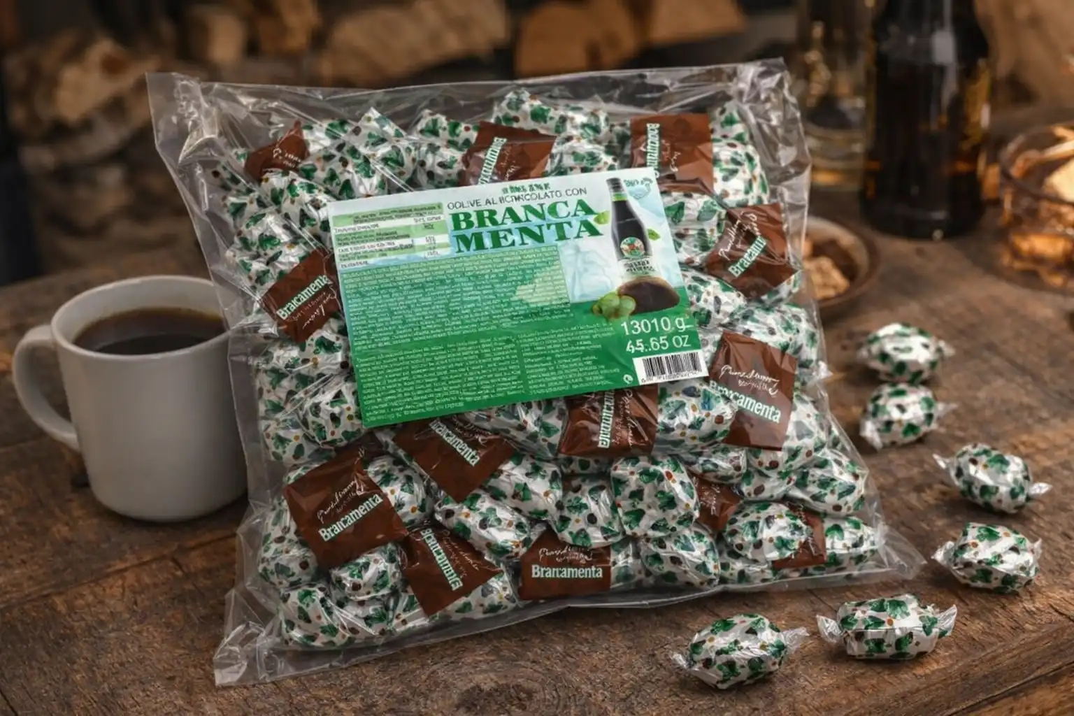 Olive Cioccolato Brancamenta Sfuso 1,3kg Confetti Ripieni Menta Snack Dolce