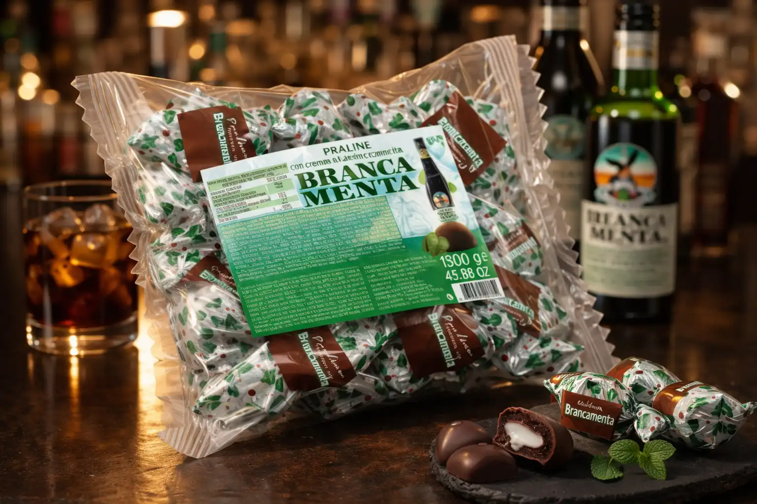 Olive Cioccolato Brancamenta Sfuso 1,3kg Confetti Ripieni Menta Snack Dolce