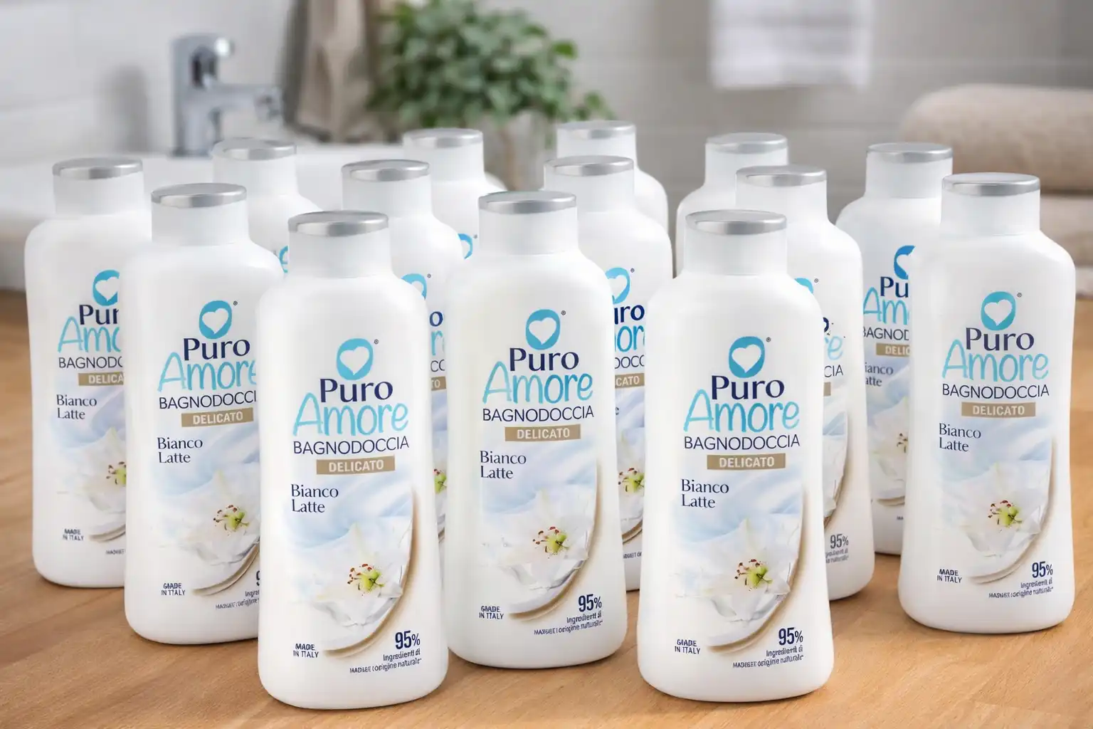 12x Puro Amore Bagnodoccia Bianco Latte 650ml Delicato Profumo Corpo