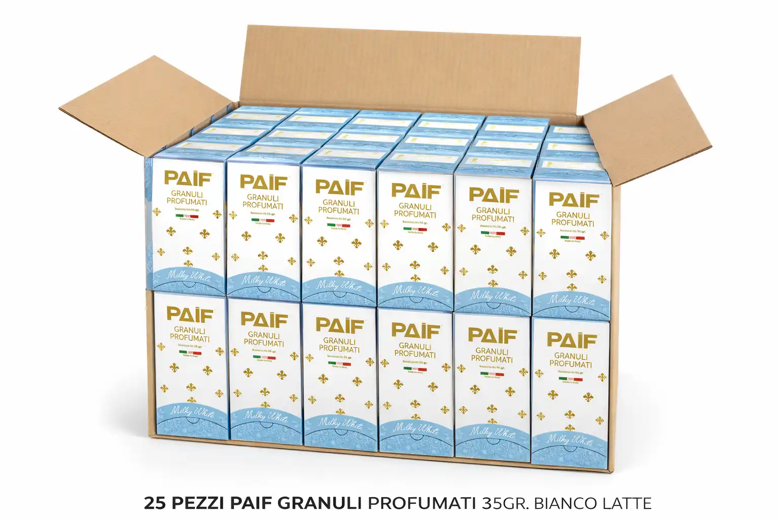 25x PAIF Granuli Profumati Bianco Latte 35g Deodorante Armadi Cassetti