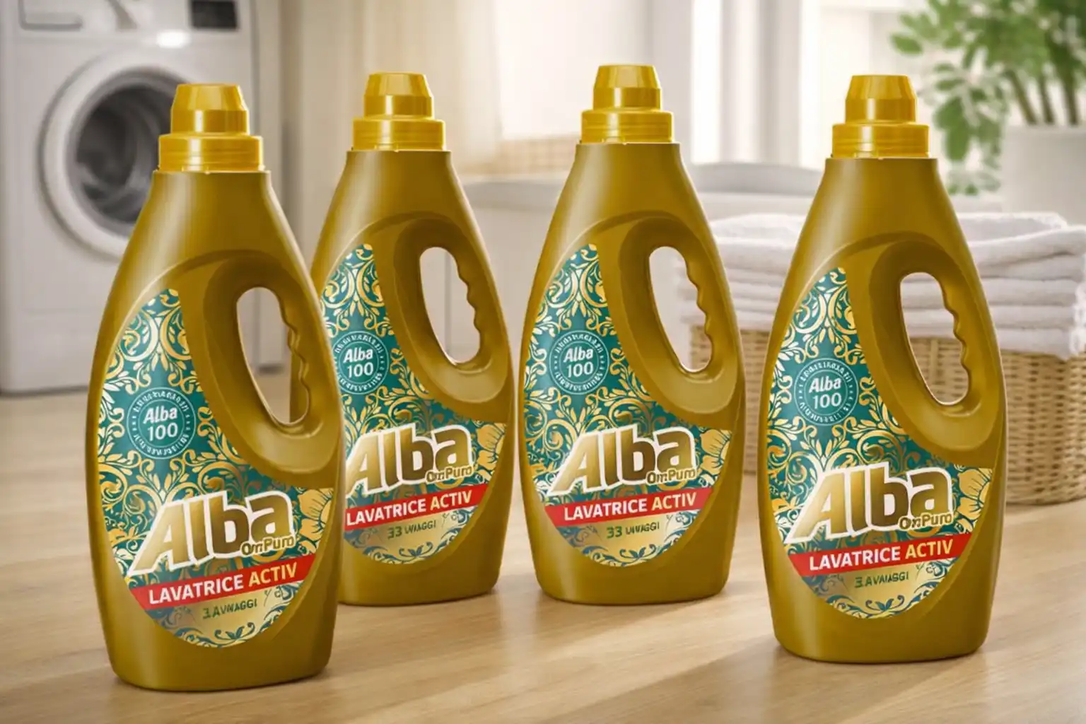 4x Alba Lavatrice Activ Oro Puro Anniversary 33 Lavaggi Detersivo Liquido Top