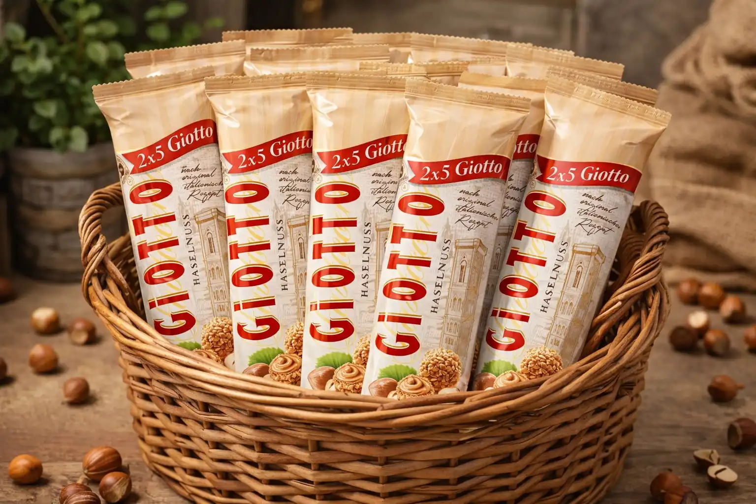 10x Ferrero Giotto Nocciola T2 21,5g Snack Dolce Croccante Praline Italiane