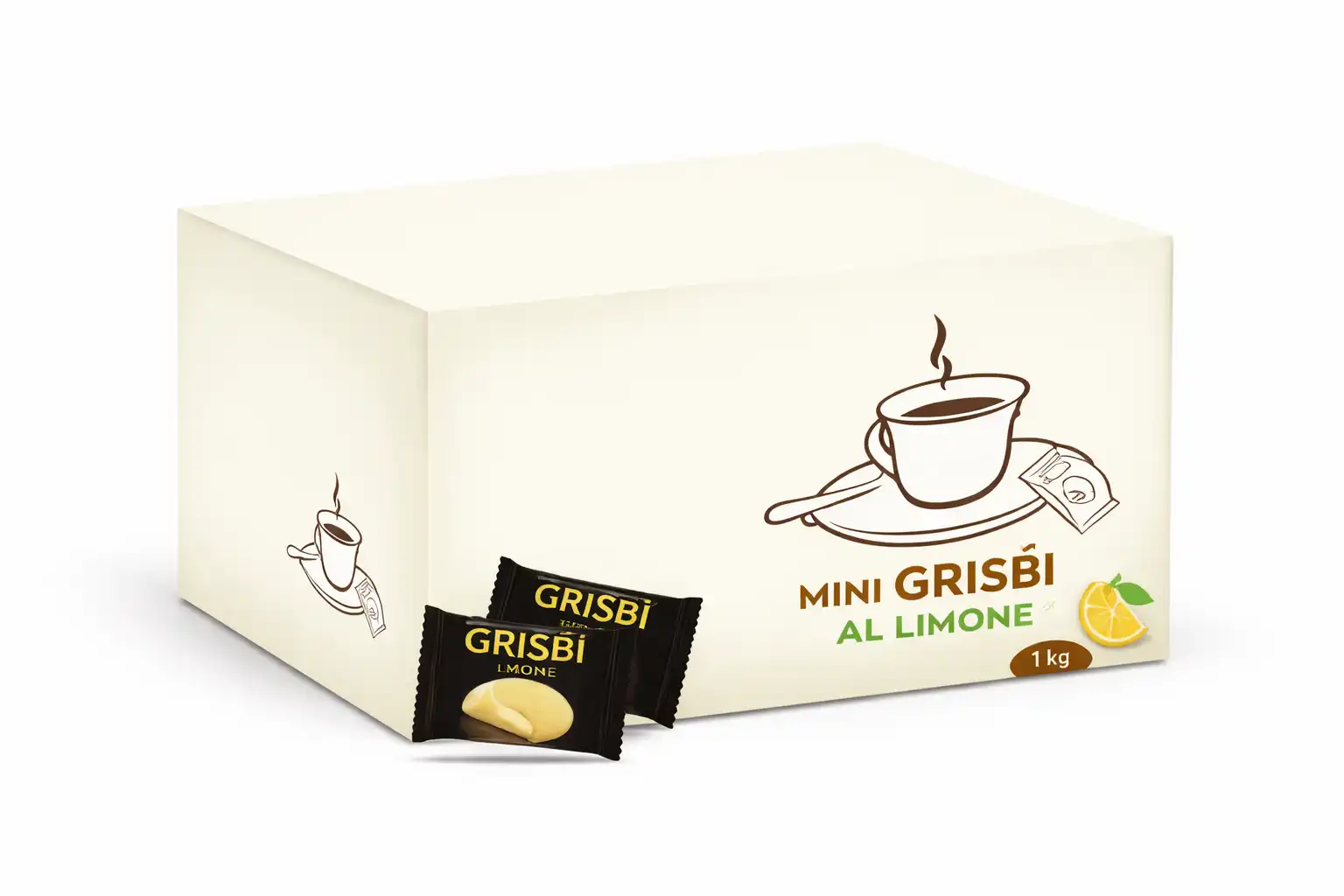 Mini Grisbi Al Limone 1Kg Circa 200 Pezzi Biscotti Ripieni Snack Dolce Con Crema