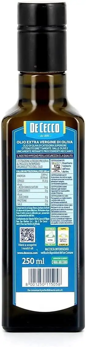 6x De Cecco Olio Extra Vergine Oliva 250ml Classico Estratto a Freddo UE