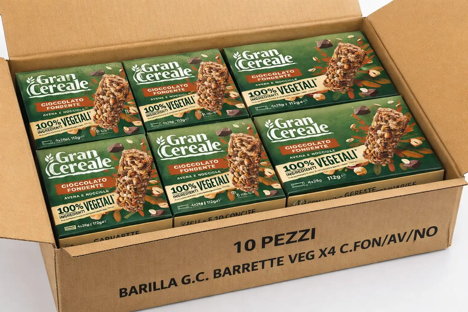 10x Barilla Gran Cereale Barrette Veg Cioccolato Fondente Avena Nocciole