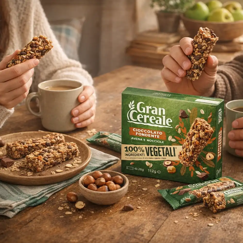 10x Barilla Gran Cereale Barrette Veg Cioccolato Fondente Avena Nocciole