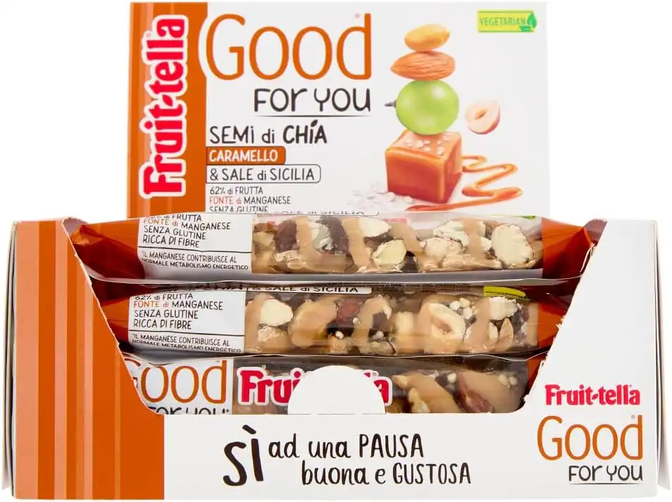 Fruittella Good For You Barrette Caramello Chia Frutta Secca 16 Snack Box