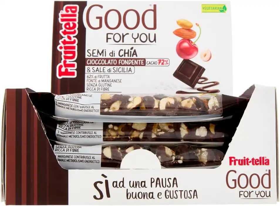 Fruittella Good For You Barrette Cioccolato Chia Frutta Secca 16 Snack Box