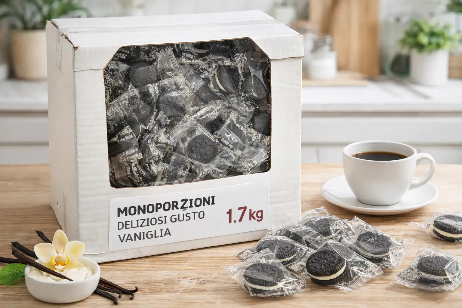 Biscotti Monoporzione Vaniglia 1.7Kg Snack Dolci Farciti Bar Horeca Box