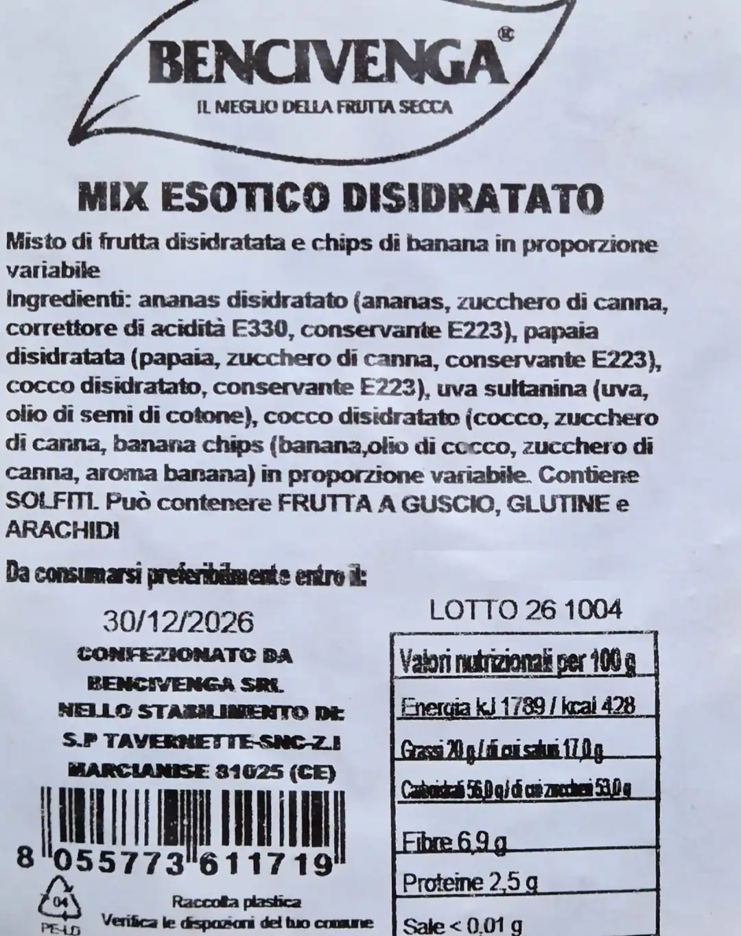 Mix Esotico Disidratato 1KG Frutta Secca Mista Con Chips Banana Snack Naturale