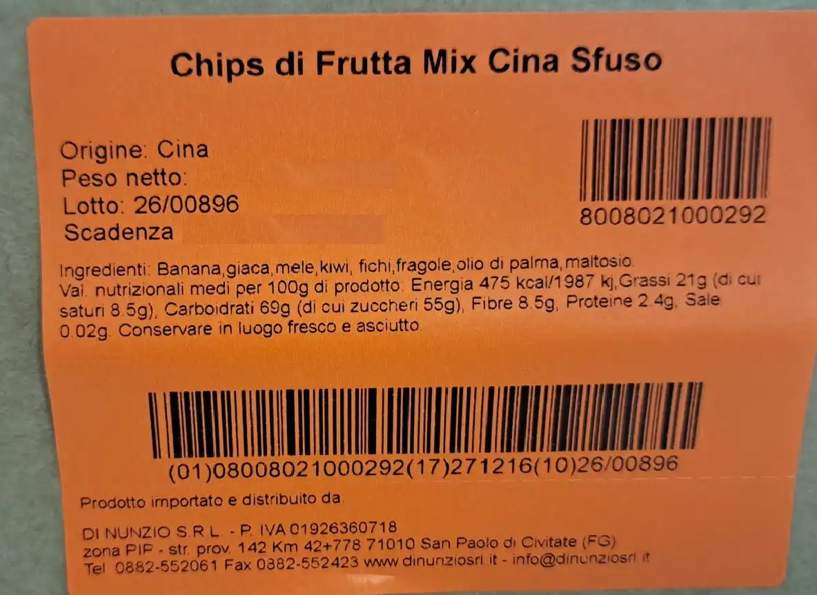 Frutta Chips Mix 1KG Banana Kiwi Mela Fichi Fragola Snack Croccante Naturale