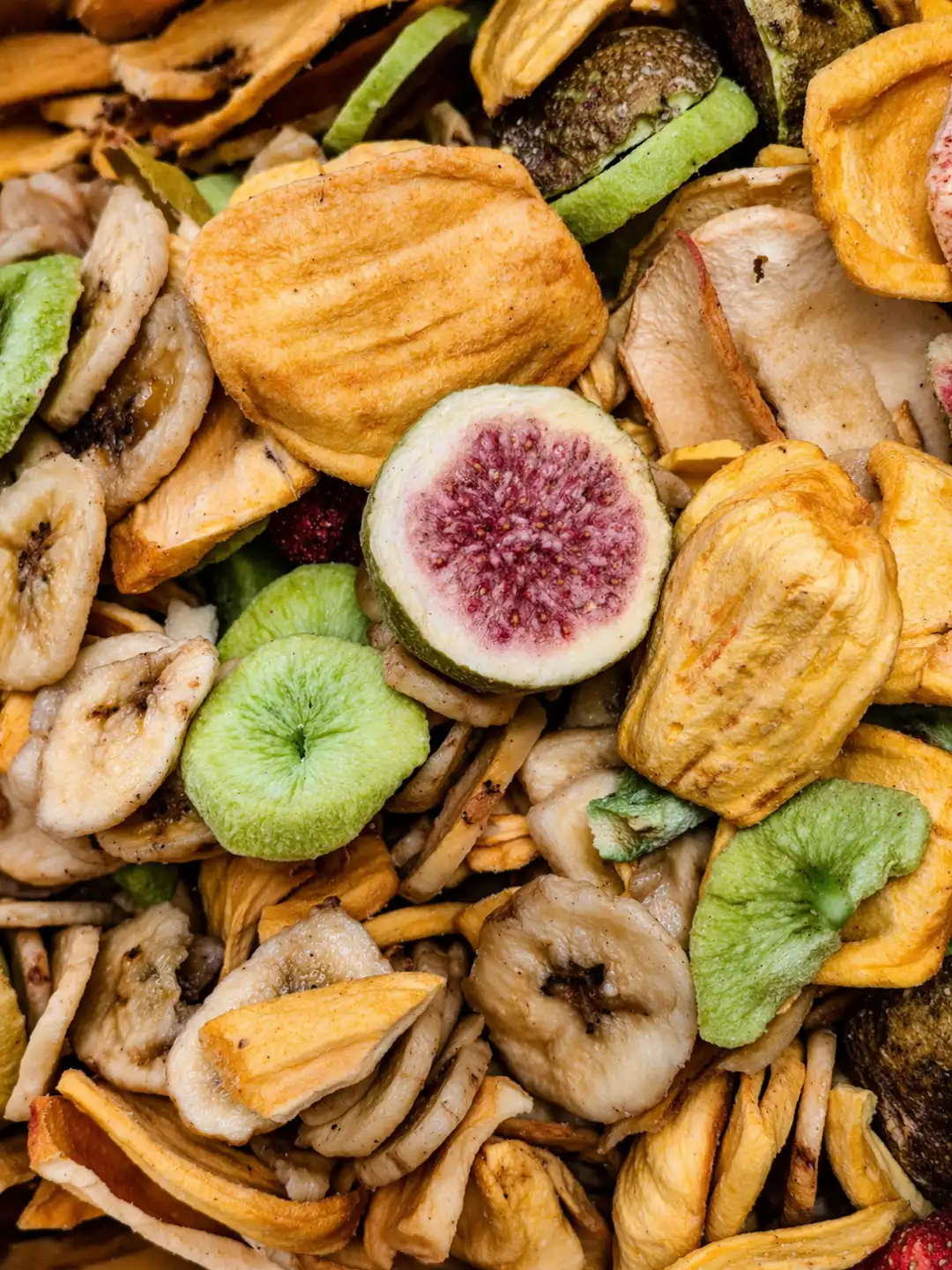 Frutta Chips Mix 1KG Banana Kiwi Mela Fichi Fragola Snack Croccante Naturale