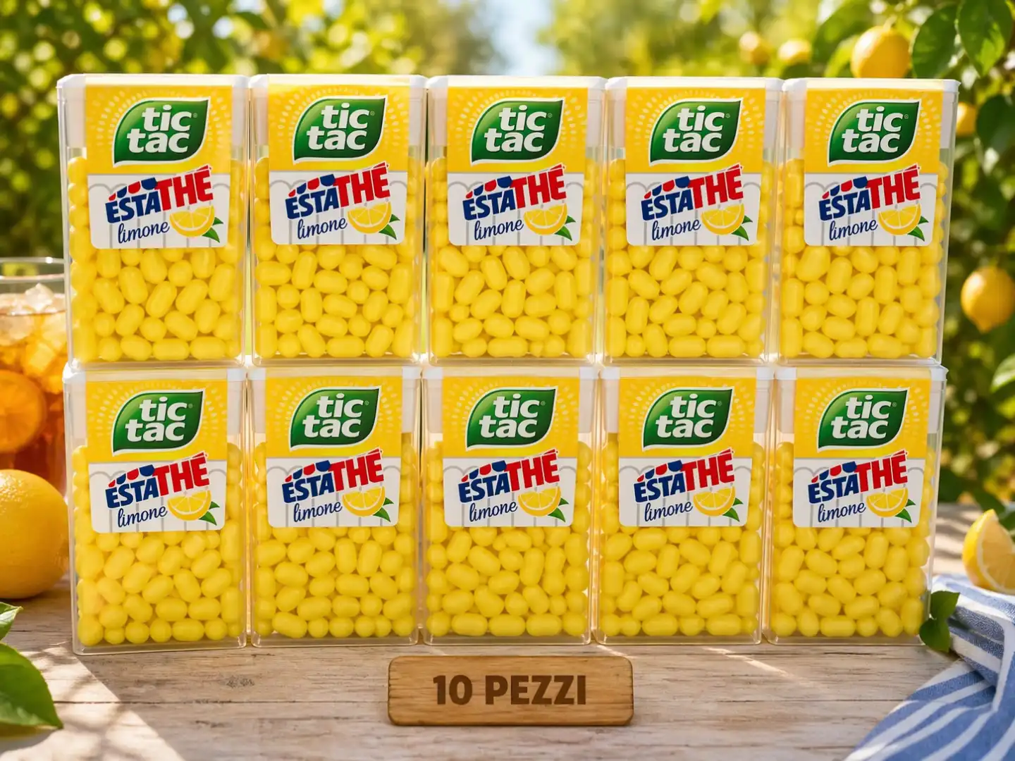 10 Pezzi Tic Tac Estathe Limone T100 Big Box Caramelle Fresche Estate