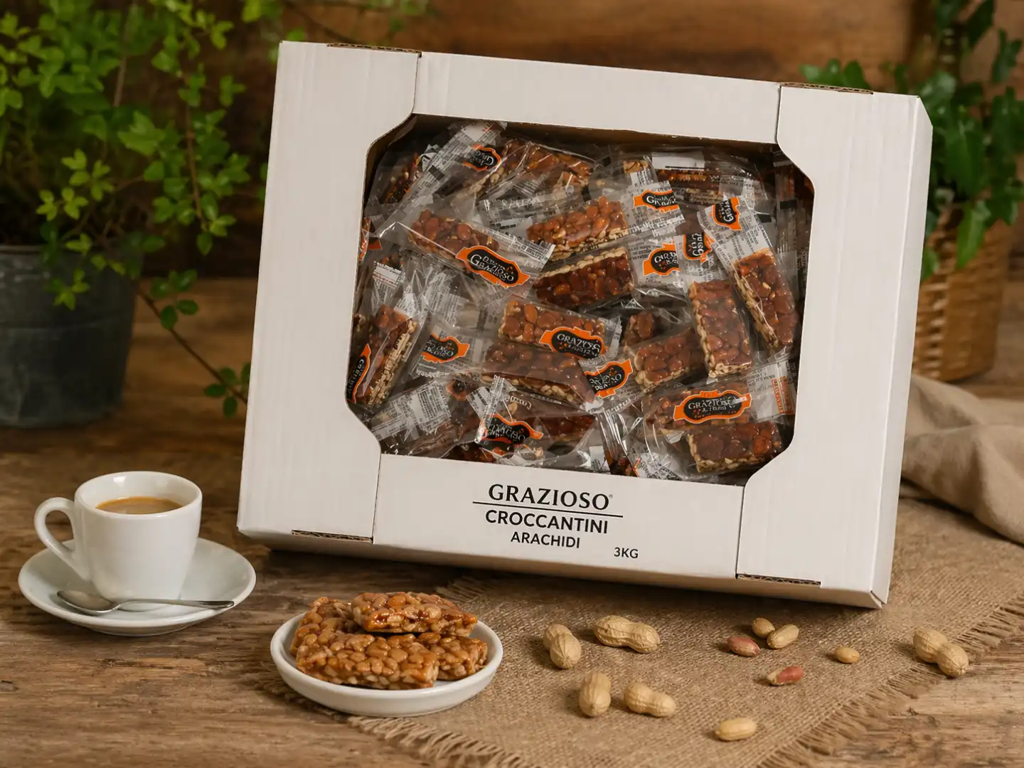 Grazioso Croccantini Arachidi 3Kg Snack Dolce Croccante Grande Scorta