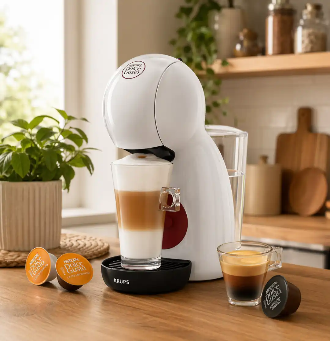 Krups Piccolo XS Dolce Gusto Macchina Capsule Bianca 15 Bar Compatta Design Slim