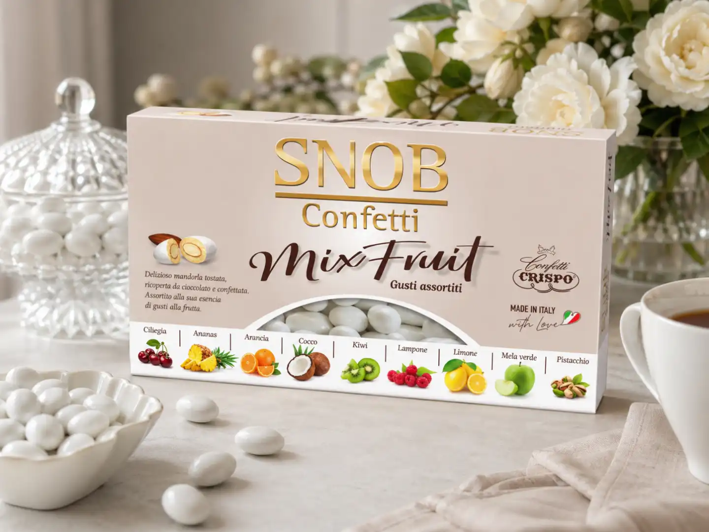 Crispo Snob Mix Fruit Bianco 1Kg Confetti Mandorla Assortiti Premium Top Qualita