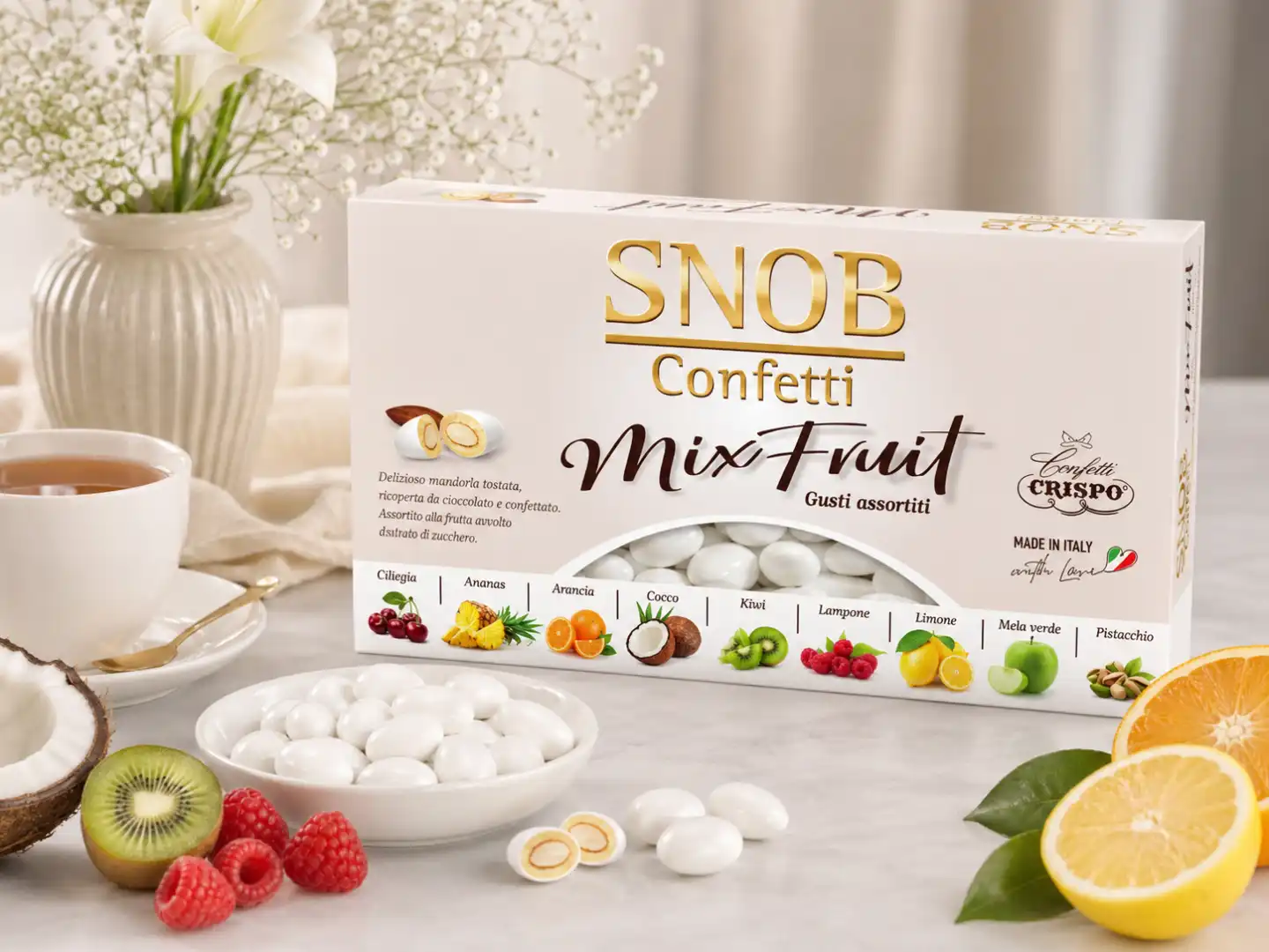 Crispo Snob Mix Fruit Bianco 1Kg Confetti Mandorla Assortiti Premium Top Qualita